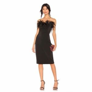 NWT LPA Revolve Aurora Black Feather Trim Strapless Dress Cocktail Party Size XS